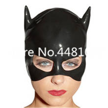 Sexy cabeça cheia máscara de látex capa de borracha gato feminino fetiche cosplay com zíper traseiro máscara feito sob encomenda 2024 - compre barato