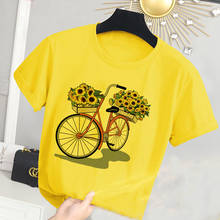 New Boys T Shirt Girls Kids Children Tops Sunflower Clothing Short Sleeves Summer Clothes Print Cartoon Tee White Yellow Pink. 2024 - buy cheap