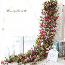 Flores artificiales de rosas de 2,3 m de alta calidad, guirnalda colgante de hojas verdes, flores de seda para decoración del hogar de boda, venta al por mayor 2024 - compra barato