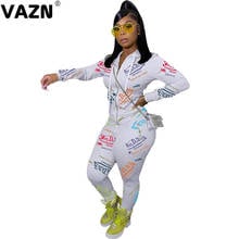 VAZN 2020 Hot High-end Letter Young Daily Soft Overalls Free Tracksuits Full Sleeve Top Long pants Slim Women 2 Piece Set 2024 - buy cheap