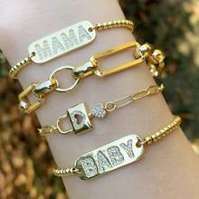 2021 new design fashion jewelry pave alphabet letters bracelet beads charms gold chain bracelets for unisex men women gift 2024 - buy cheap