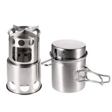 Portable Camping Stove Combo Wood Burning Stove and Cooking Pot Set for Outdoor Backpacking Fishing Hiking Outdoor Tableware 2024 - compre barato