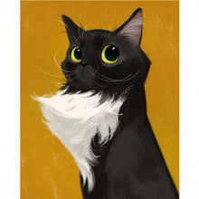 Pintura digital branca para parede 40x50cm, pintura digital diy para gatos, barba branca, arte moderna para parede, presente exclusivo, decoração para casa 2024 - compre barato