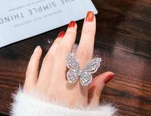Anillo de mariposa de circón de lujo de gama alta para mujer, anillo sencillo con incrustaciones de ladrillo colorido 2024 - compra barato