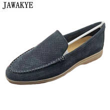 JAWAKYE Men Shoes Suede Hollow Outs Flat Shoes Breathable Slip On Penny Loafers Summer Walk Casual Shoes кроссовки мужские 2024 - buy cheap