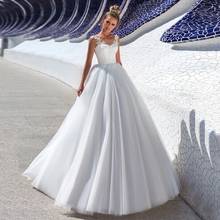 Modest Scoop Neck Ball Gown Wedding Dresses Sleeveless Bride Dress Lace Appliques Tulle Lace Up Corset Back Wedding Gown 2024 - buy cheap