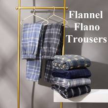 Menino homem flanela flanela casual calças compridas pijamas pijamas feixe relaxar pés cintura elástica inverno pijamas L-4XL hde 2024 - compre barato