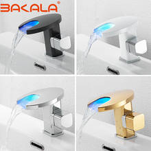 BAKALA Bathroom Waterfall Led Faucet. Sink Waterfall Brass Basin Faucet. Bathroom Mixer Tap Deck Mounted basin sink Mixer Tap 2024 - buy cheap