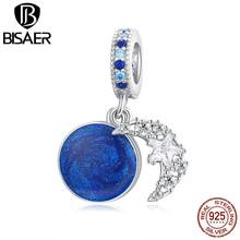 Bisaer pingente romântico céu noturno 925, prata esterlina, miçangas de animais, ajuste diy, pulseira colar para mulheres, joia adorável efc531 2024 - compre barato