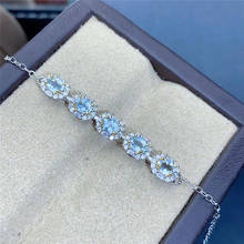 Pulseiras com pedras preciosas prateadas para mulheres, braceletes com pedra preciosa sólida 925 2024 - compre barato