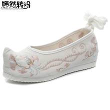 Zapatos de lona chinos para mujer, calzado con bordado de aves, plataforma, correa en el tobillo, informales, de Beijing 2024 - compra barato