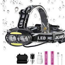 6000LM Super bright LED headlamp 4 x T6 + 2 x COB + 2 x Red LED waterproof led headlight 7 lighting modes 2x18650 battery 2024 - buy cheap