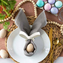 1/4pcs Easter Napkin Ring Holders rabbit ear table Decoration for home Wooden Bunny ears tissue ring happy Easter wooden craft 2024 - buy cheap