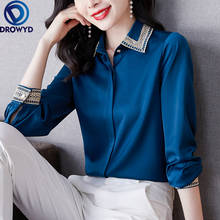 New Fashion Silk Women Blouses Office Lady Shirts Satin Long Sleeve Womens Tops and Blouses Plus Size XXXL Blusas Largas Shirts 2024 - buy cheap
