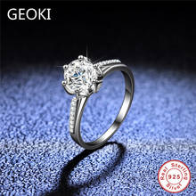 Geoki-Anillo de plata de primera ley y Diamante, sortija de boda, plata esterlina 925, corte perfecto, 1 Ct, Color VVS1, moissanita 2024 - compra barato