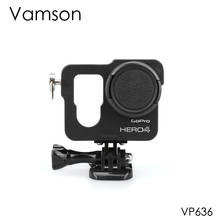 Vamson-accesorios para Gopro Hero 4, carcasa protectora de Metal y aluminio, Marco CNC + tapa de lente, filtro, 5 colores, VP636 2024 - compra barato