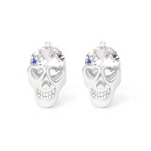 Punk Cubic Zircon Skull Stud Earrings For Women Men Hip Hop Style Earrings 2021 Trend Crystal Ear Jewelry Friend Best Gifts 2024 - buy cheap