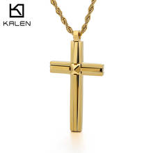 Kalen colar pingente cruz cristã, aço inoxidável para oração, gargantilha corrente dourada 2024 - compre barato