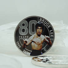 5pcs/lot Bruce Lee 80 aniversary Silver Plated Coin Kungfu Super Star Silver Coins for souvenir Birthday Gifts 2024 - buy cheap