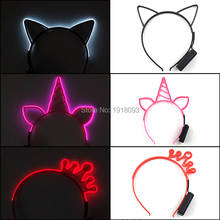 3 Style Unicorn Crown Cat LED Glow Headband Cute EL Neon Light up Headband for Glow Party Supplies Concert Costume Decoration 2024 - buy cheap