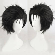 Steins Gate Rintarou Okabe Slick Back Black Short Straight Heat Resistant Cosplay Costume Wigs + Wig Cap 2024 - buy cheap