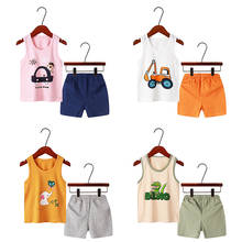 summer clothes boy toddler outfits girl kids clothing cotton set 2pcs children tshirt sleeveless + shorts casual track suit boys 2024 - buy cheap