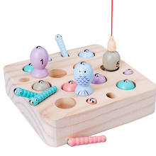 Baby Wooden Toys Digit Magnetic Games Fishing Toys Game Catch Worm Educational Puzzle Toys For Children Girl Gifts 2024 - buy cheap