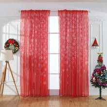 1PC Christmas Snowflake Curtain Tulle Window Treatment Voile Drape Valance Yarn Curtains Christmas Decorations For Home #YJ 2024 - buy cheap