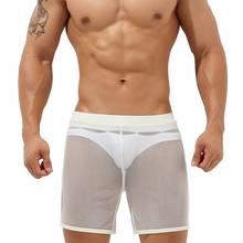 Bóxer largo de malla transparente para Hombre, ropa interior Sexy, pantalones cortos deportivos informales, transpirables, talla grande 2024 - compra barato