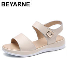 BEYARNEWhite sandals Women's summer shoes Comfortable Real leather platform sandals for walking students Sandal shoes E046 2024 - buy cheap