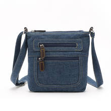 Mulheres do vintage mensageiro bolsa de ombro azul denim alta qualidade sacos crossbody casual sólido zíper moda bolsa feminina 2024 - compre barato