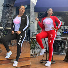 Women Full Sleeve Tracksuit Letter Print 2 Pieces Tops And Long Pant Autumn Winter Track Suit 2024 - buy cheap