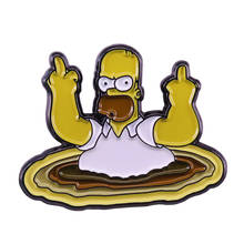 Homer pin inspired by Homer holding up two middle fingers and not care 2024 - buy cheap