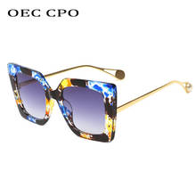 Oec cpo óculos de sol quadrados luxuosos para homens e mulheres, armação de cristal, grande, vintage, uv400 o160 2024 - compre barato