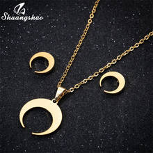 Shuangshuo colar com pingente de lua, colar dourado de aço inoxidável com corrente de chifre para mulheres, acessório de presente para joalheria feminina 2024 - compre barato