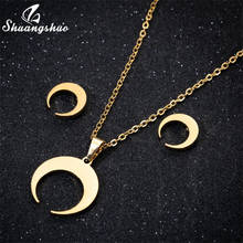 Shuangshuo Gold Color Moon Pendant Necklace Stainless Steel Half Moon Necklace for Women Horn Chain Jewelry Femme Accessory Gift 2024 - buy cheap