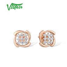 VISTOSO Gold Earrings For Women 14K 585 Rose Gold Sparkling Diamond Cute Dainty Stud Earrings Anniversary Fashion Fine Jewelry 2024 - buy cheap
