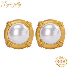 JoyceJelly-Conjunto de joyería para mujer, a la moda regalos de boda, pendientes de perlas de plata esterlina 925, anillo ajustable, collar, 2020 2024 - compra barato