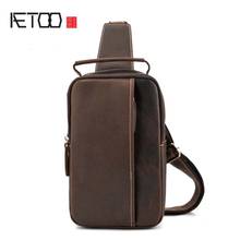 AETOO New style leather men's bag retro first layer Crazy Horse leather chest bag personality men's leather shoulder messenger b 2024 - buy cheap