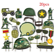 Fotomatón de camuflaje para niños, fotomatón de cumpleaños, accesorios de fiesta con temática militar del ejército, decoraciones para regalos 2024 - compra barato