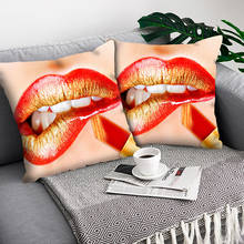MTMETY Double sided printing Sexy Lip cushion cover Cosmetics Throw Pillow Case Polyester Pillowcover Home Decoration Pillowcase 2024 - buy cheap