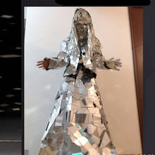 Space future show party-vestido de espejo para mujer, traje de plata, disfraz de Cosplay, ropa de boda 2024 - compra barato