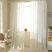Cortina transparente de lino a rayas para sala de estar, cortinas de tul de gasa blanca, tratamientos de ventana personalizados, modernas 2024 - compra barato
