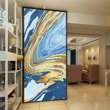 DDHH-pinturas de arte de pared de oro azul abstracto, póster de lona de estilo escandinavo, impresión de imágenes modernas para decoración del hogar y sala de estar 2024 - compra barato