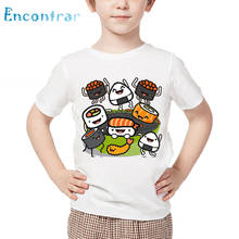 Camiseta con estampado de fiesta de Sushi para niños y niñas, camiseta divertida de dibujos animados para bebés, Tops blancos de manga corta de verano 2024 - compra barato