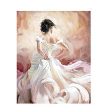 Vestido de casamento pintura por número mulher figura imagem a óleo sobre tela com emoldurado kits de pintura acrílica colorir por número decoração arte 2024 - compre barato