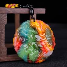 Amuleto tallado con diseño de dragón chino para hombre, joyería de Jade de color Natural, colgante con diseño de dragón chino, amuleto tallado, regalos de suerte 2024 - compra barato