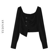 Yedinas Vintage Womens White Long Sleeves Tops And Blouses Irregular Puff Sleeve Elegant Blouse For Women Korean Top Mujer 2024 - buy cheap