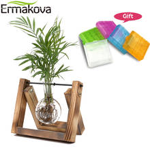 Настольная лампочка ERMAKOVA, ваза для гидропонного стекла, ваза для террариума, деревянная подставка, металлический поворотный держатель, домашний сад, Свадебный декор 2024 - купить недорого