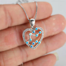 White Blue Opal Hollow Heart Necklace Luxury Crystal Constellation Pendant Necklace Charm Silver Color Chain Necklaces For Women 2024 - buy cheap